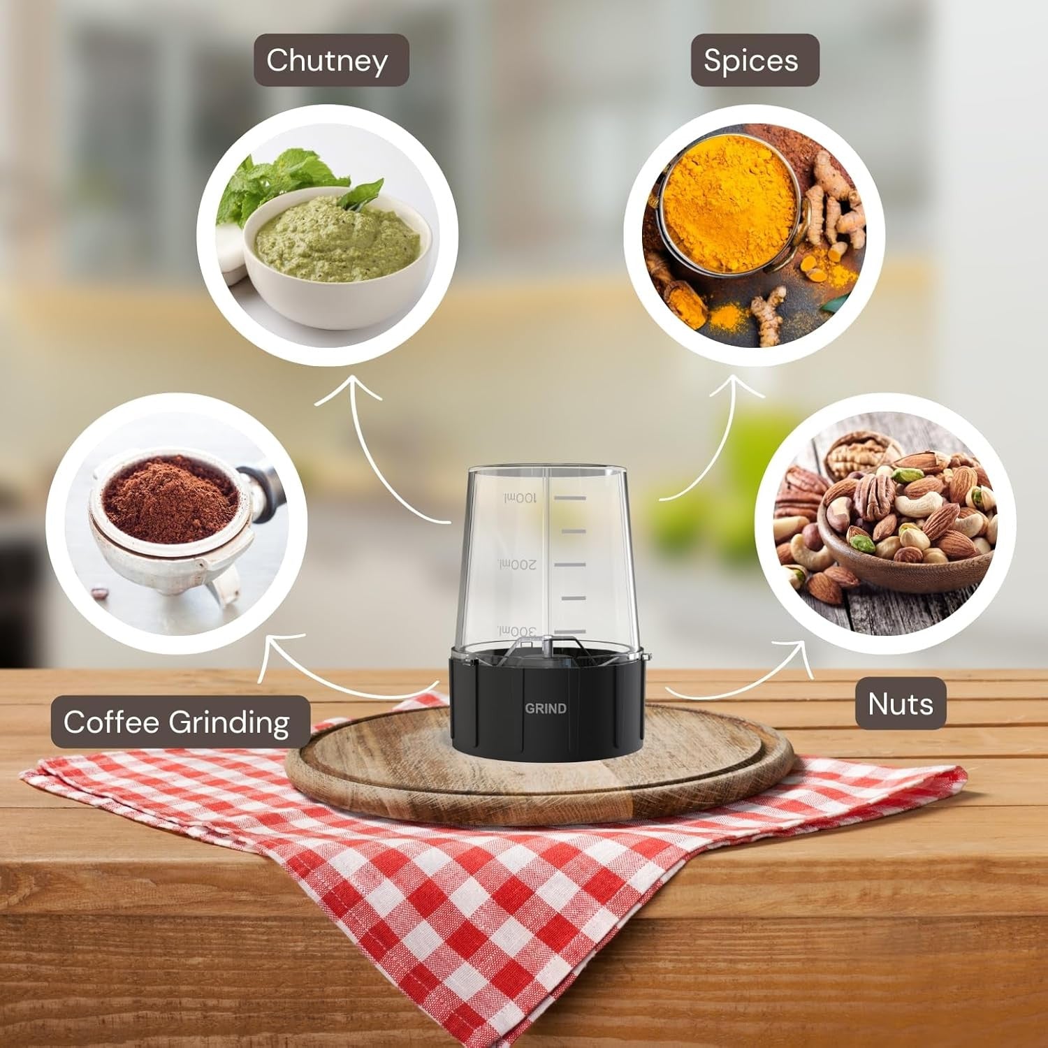Brewine Flora 500 Nutri Blender  500W Powerful Copper Motor  3 Multipurpose Cups  2-Year Warranty  Smoothies, Spices & Baby Food Maker (Black, 500 Watts Black)