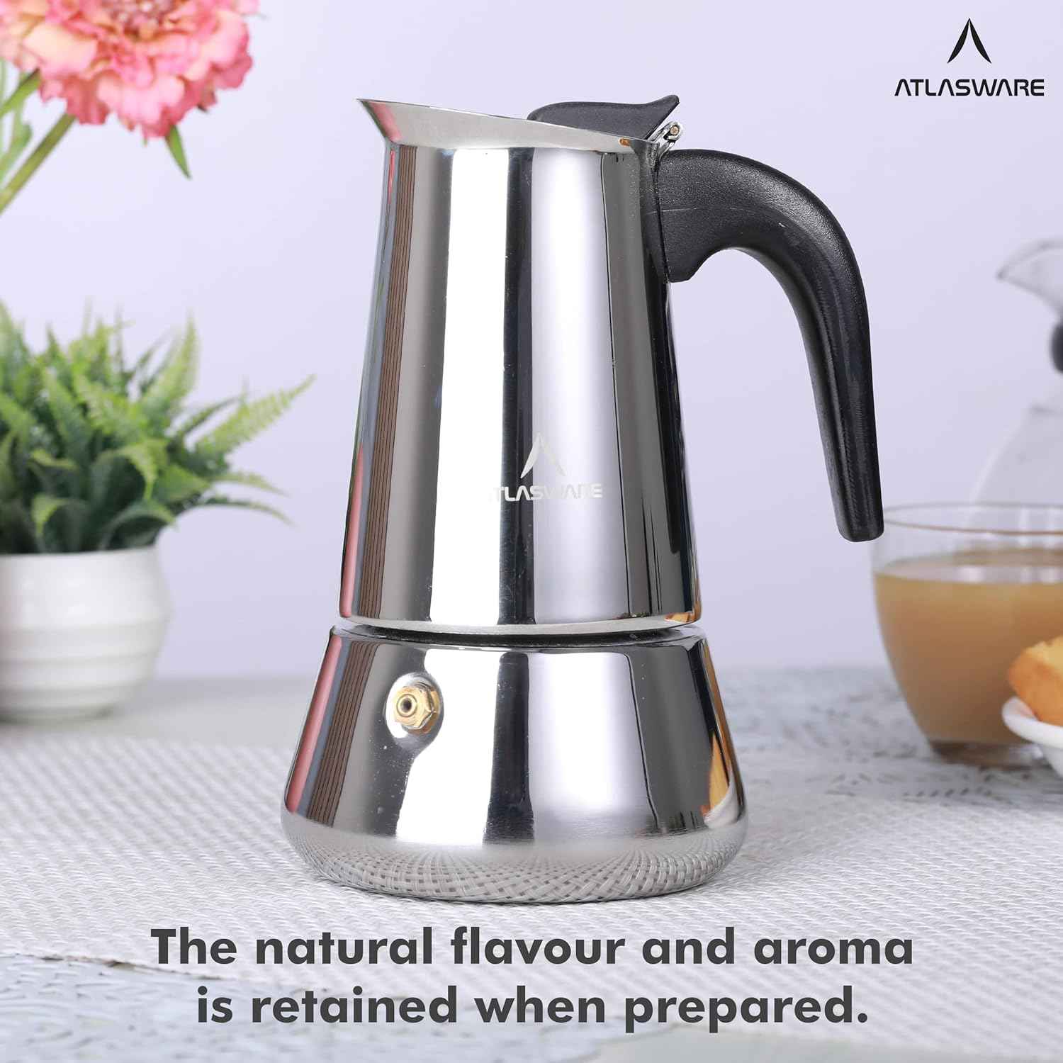 10 Cups Stainless Steel Coffee Maker (Silver) | Filter Coffee Black Tea Pot Compatible with Induction, Gas Stove | Durable Compact BPA Free Espresso Percolator for Home, Kitchen and Travel - Atlasware (Copy) (Copy) (Copy)