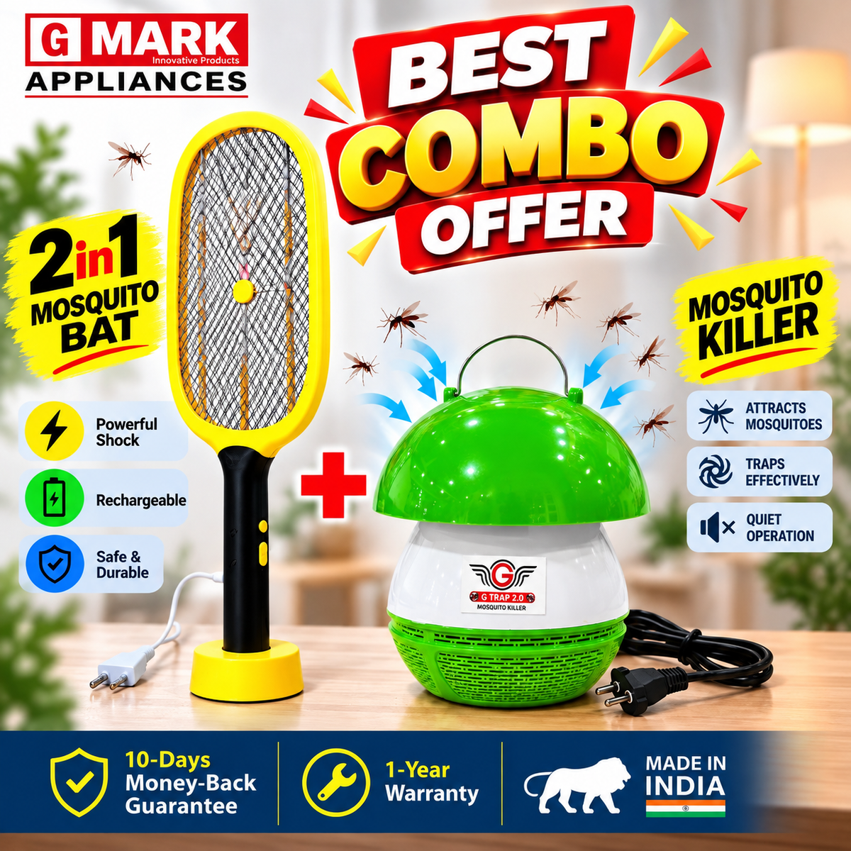 GTRAP GREEN+ 2 IN 1 MOSQUITO BAT (COMBO OFFER)