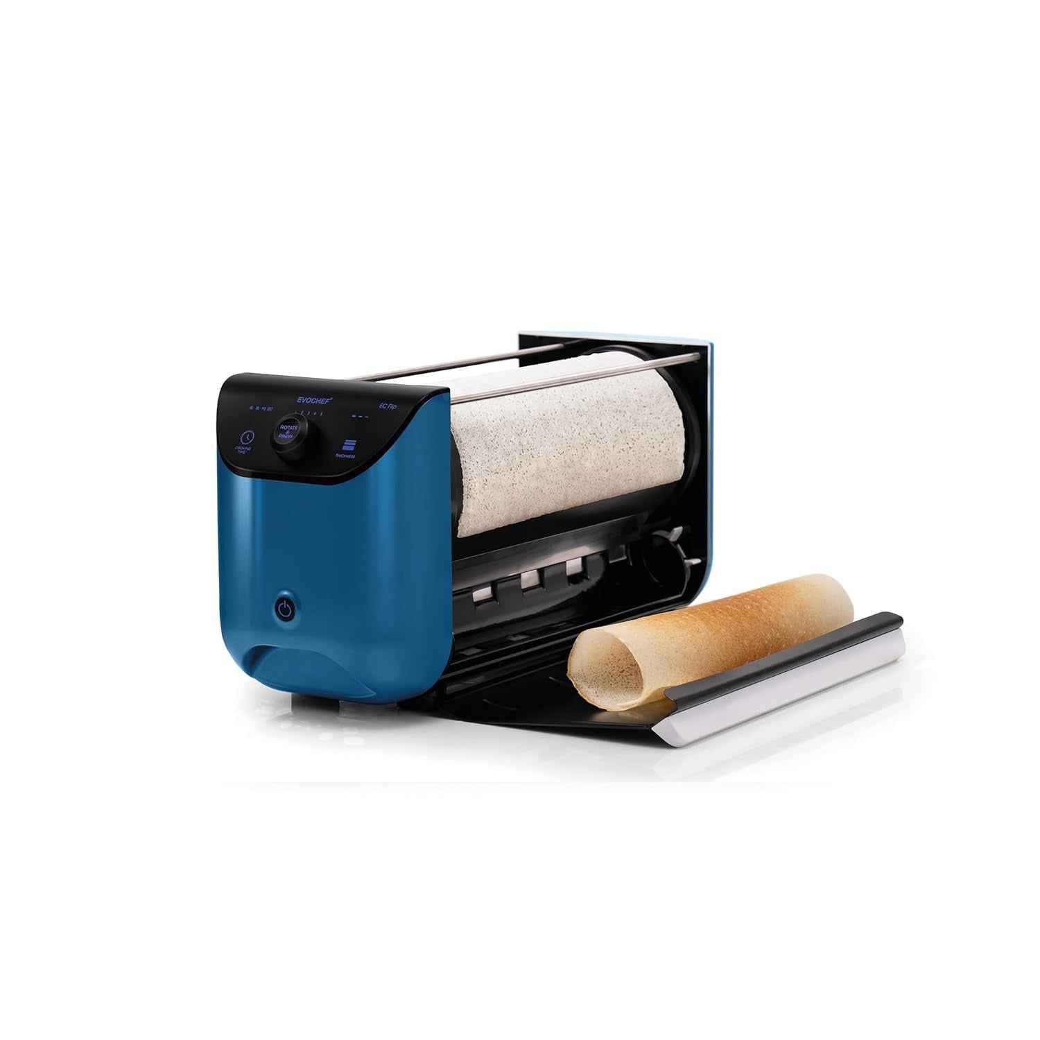 EVOCHEF EC Flip Automatic Dosa Maker, 1-Minute Dosas, 360° Food Grade Coated Roller, Easy Cooking Time & Thickness Control, Touch Controls, Compact & Portable, 1600W, 1 Year Warranty, Metallic Orange