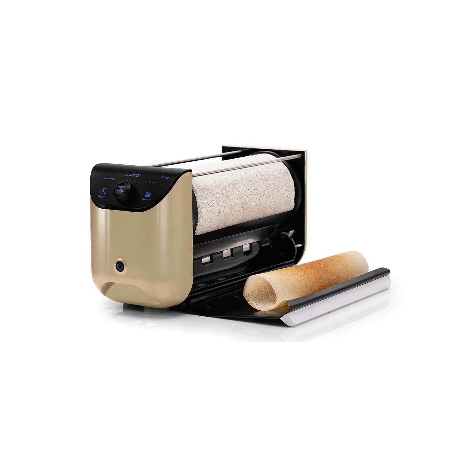 EVOCHEF EC Flip Automatic Dosa Maker, 1-Minute Dosas, 360° Food Grade Coated Roller, Easy Cooking Time & Thickness Control, Touch Controls, Compact & Portable, 1600W, 1 Year Warranty, Metallic Orange