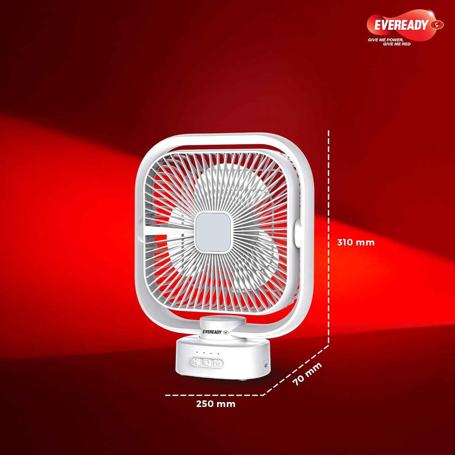 Eveready FE04 Everflo Starlight Rechargeable Fan, White