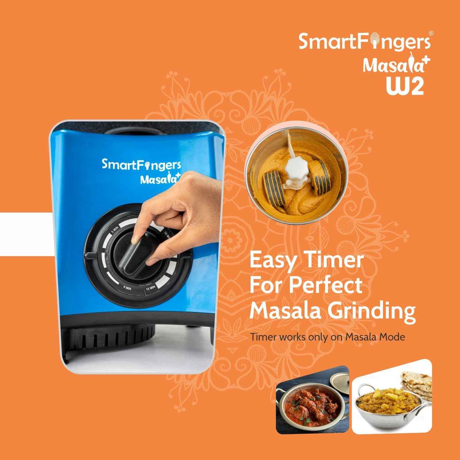 2 Liter-Blue/MASALA PLUS SmartFingers Table Top Masala Wet Grinder 230V 50hz (COCONUT SCRAPPER WITHOUT PLATE + ATTA KNEADER)