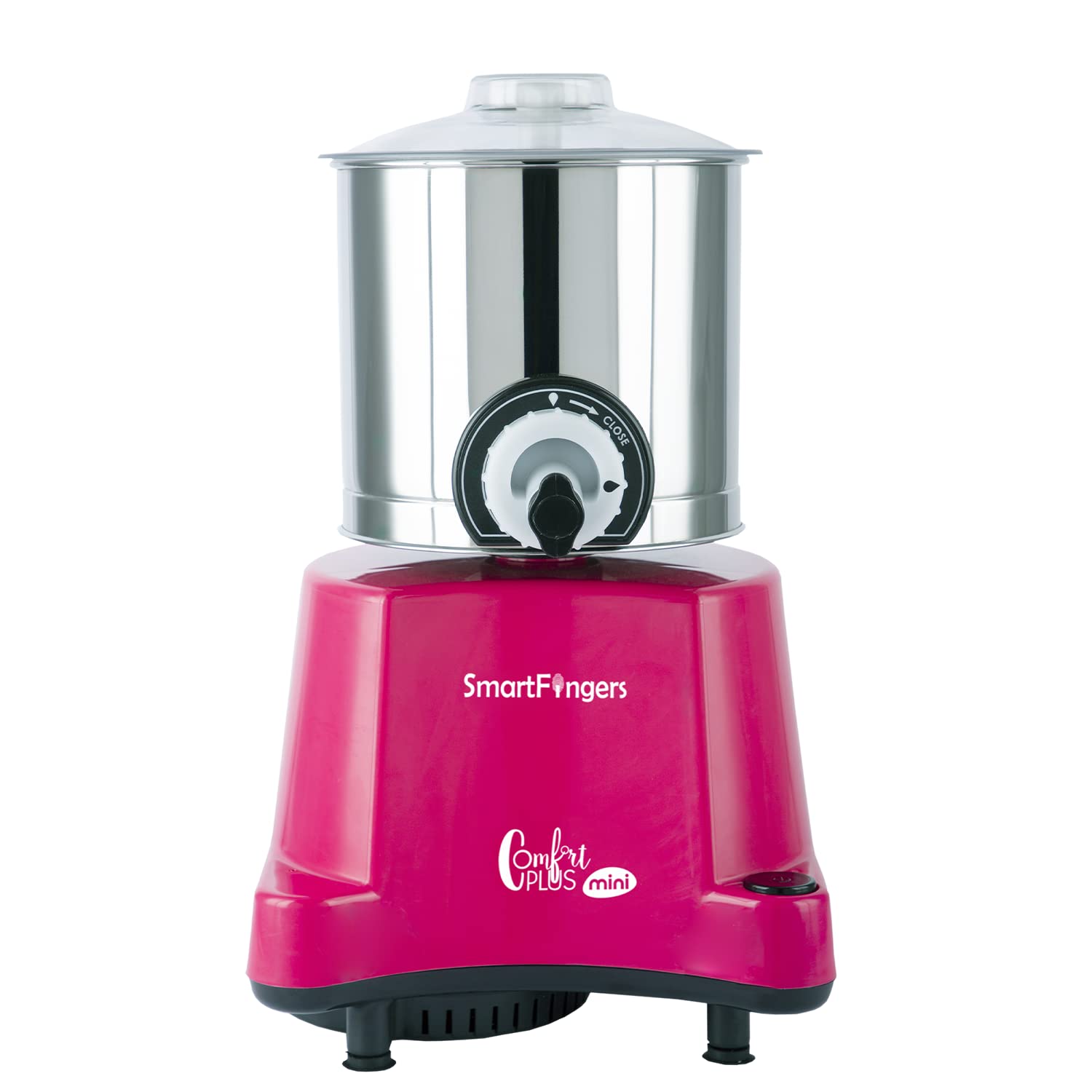 1.25 Liter-Pink/SmartFingers Comfort Plus Mini Table Top Wet Grinder 230V 50hz(COCONUT SCRAPPER WITHOUT PLATE + ATTA KNEADER)