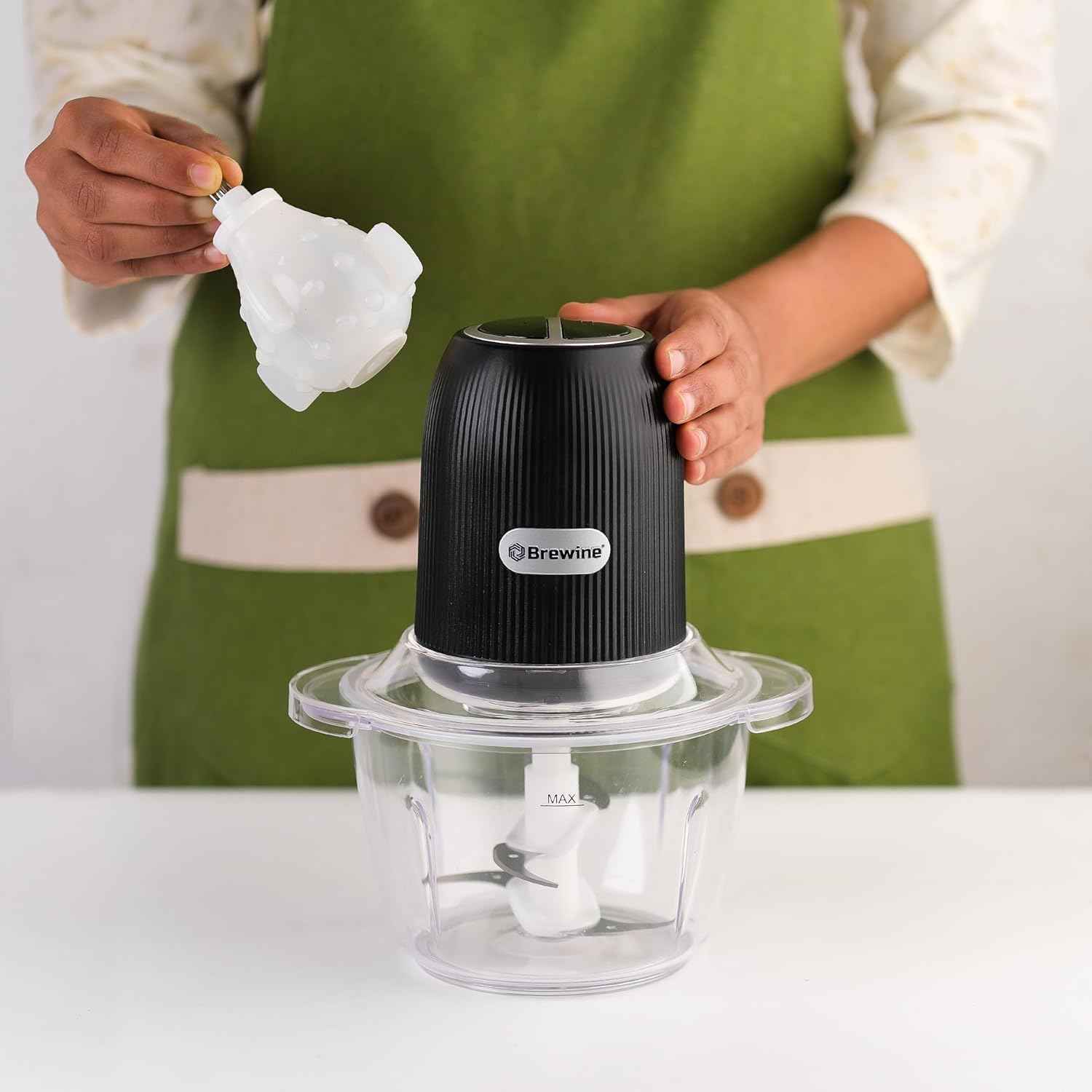 Electric Garlic Peeler & Chopper – 1.2L Plastic Bowl, (Wired-350W)