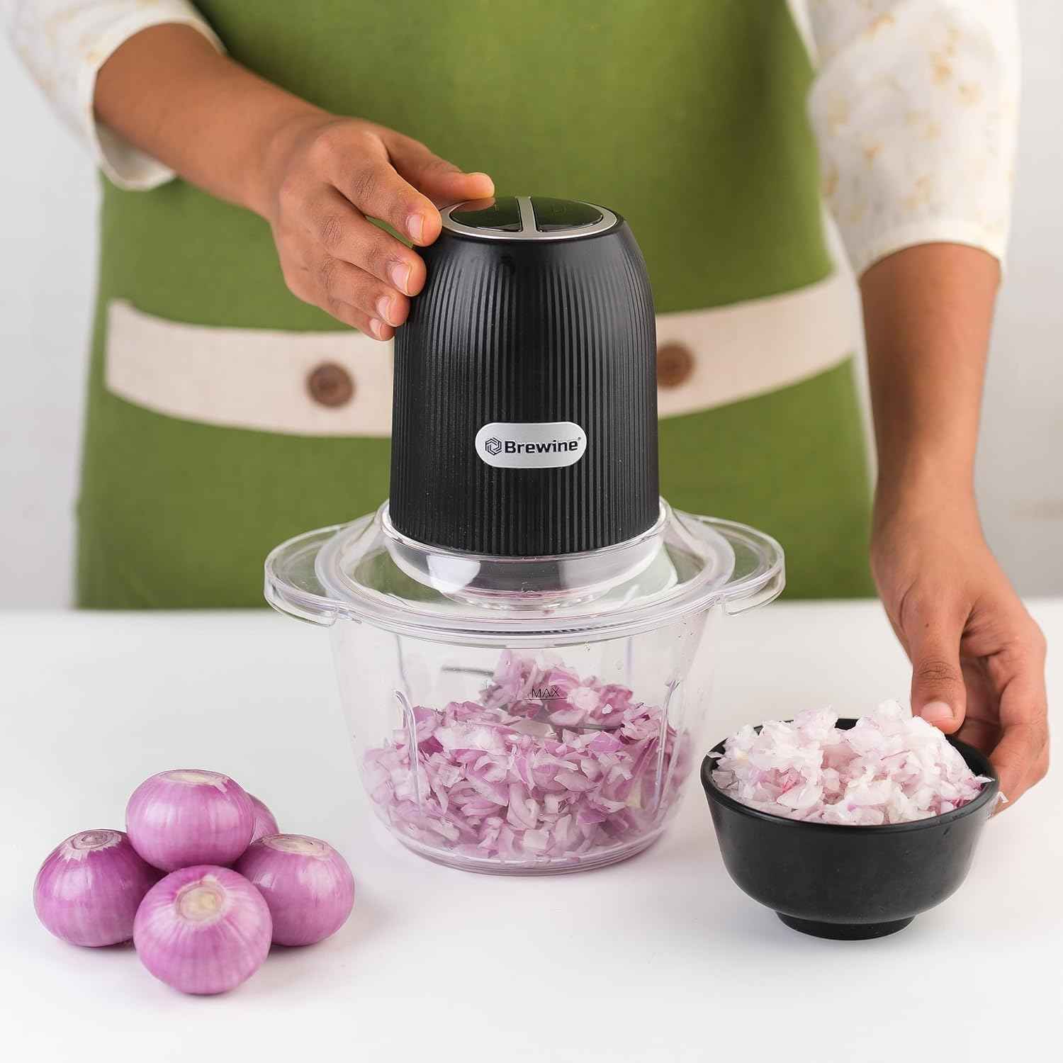 Electric Garlic Peeler & Chopper – 1.2L Plastic Bowl, (Wired-350W)