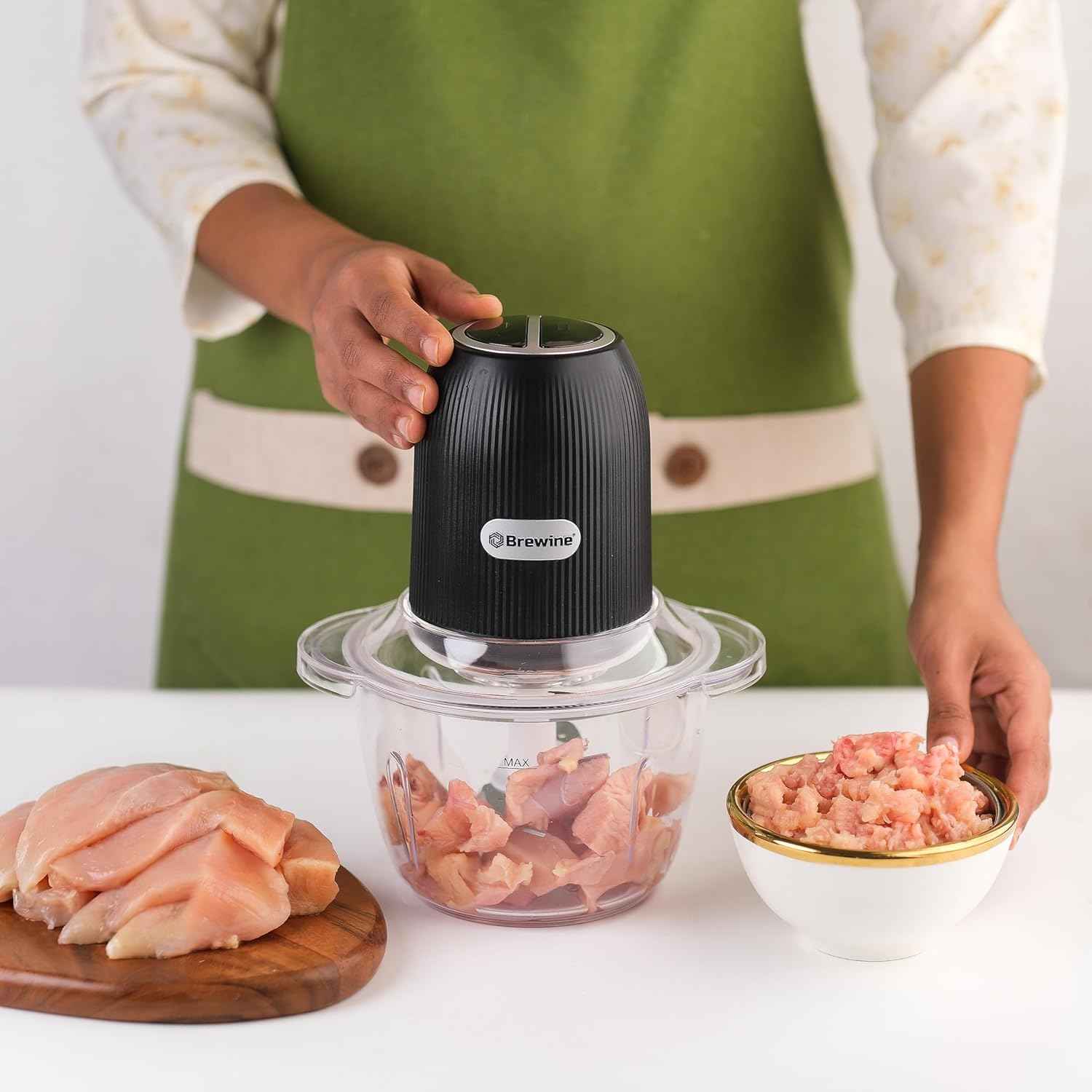 Electric Garlic Peeler & Chopper – 1.2L Plastic Bowl, (Wired-350W)