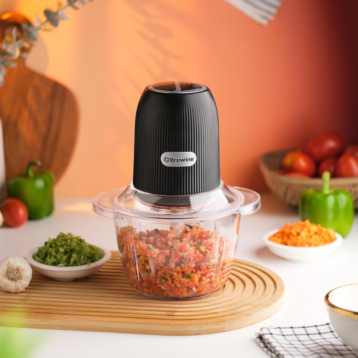 Electric Garlic Peeler & Chopper – 1.2L Plastic Bowl, (Wired-350W)