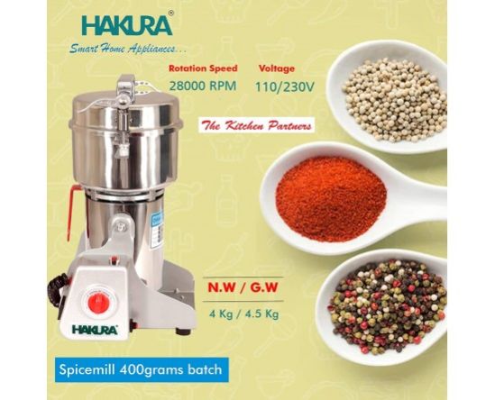 DOMESTIC MINI SPICE MILL 400GMS HIGH SPEED | STAINLESS STEEL BODY | COMPACT | EASY USE | 1800W | 110V/230V