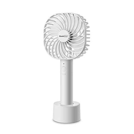 Geek Aire GF3 5 Inch Rechargeable Mini Fan with USB Charging | 5 Speed Option | Portable, Handheld and Small Table Fan | 2500 mAh Li-ion Battery | For Baby, Makeup, Travel, Home and Office (White)